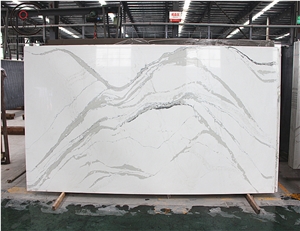 Artificial Calacatta Gold Quartz Slab Pure White Quartz Stone