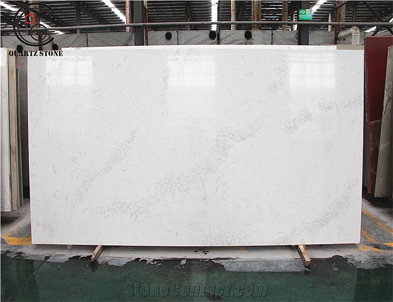 Artificial Calacatta Gold Quartz Slab Pure White Quartz Stone