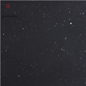 Commercial Black Sparkle Quartz Stone Slab