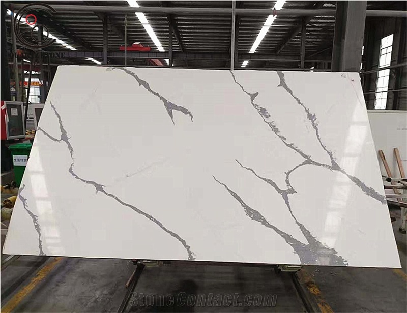 Shandong Linyi Quartz Stone Manufacture Calacatta Quartz Stone Slab
