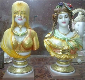 Marl, Bust Statues, Makrana White Marble Statues