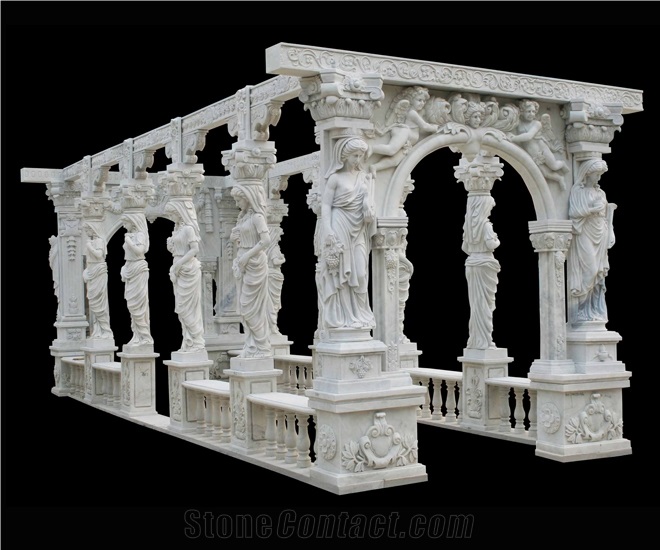 White Marble Gazebo Handcarved Stone