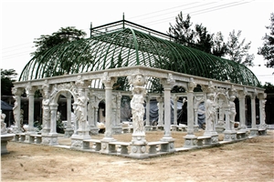 White Marble Gazebo Handcarved Stone