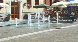 Interactive Fountain with Bench