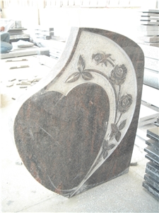 Engraved Granite Headstones, Cross, Heart, Ross and Flowers