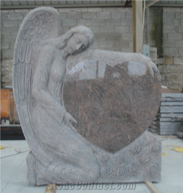 Grey Granite Tomestones, Memorial Monuments W and W/O Headstone