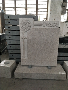 Pear White Granite Cross & Flowers Headstones, Tomestones Pear White Granite Cross & Flowers Headstones, Tomestones