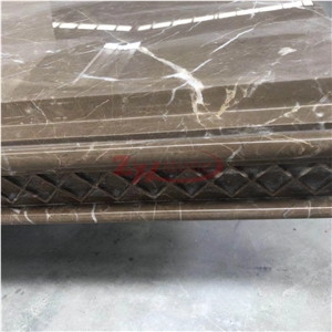 Kazuo Brown Marble Cazeau Brown Marble Office Table Carving Edges