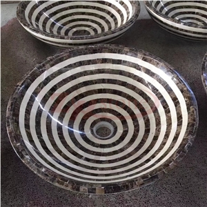 Mosaic Basin Dark Emperador Marble+Han White Marble