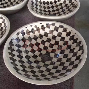 Mosaic Basin Dark Emperador Marble+Han White Marble