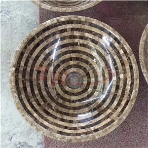 Mosaic Basin Dark Emperador Marble+Han White Marble