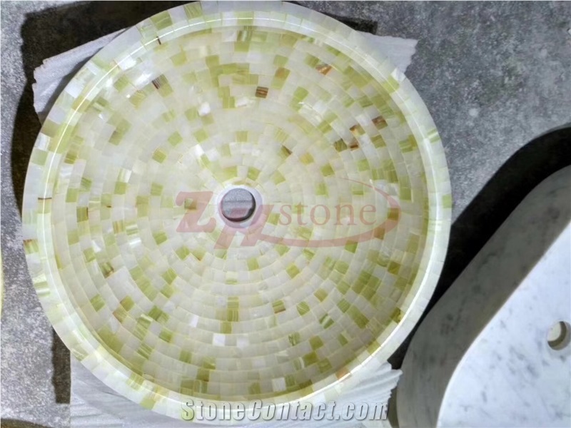 Mosaic Basin Dark Emperador Marble+Han White Marble