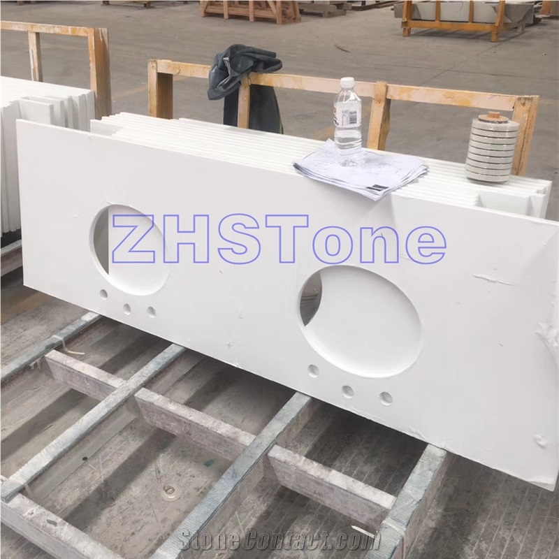 Pure White Quartz Bath Countertops Vanity Top