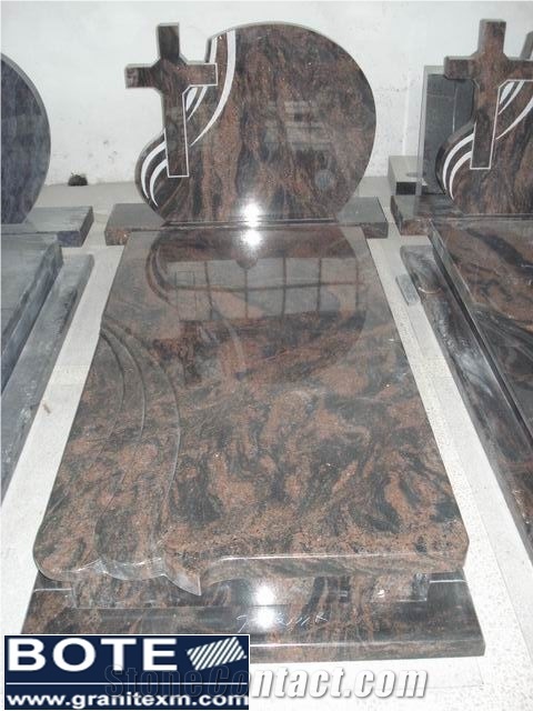 Aurora Granite Tombstone Monument Cross Engraved Gravestone
