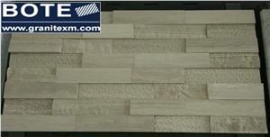 China White Wooden Vein Marble Cultural Stone Split Face Wall Decor