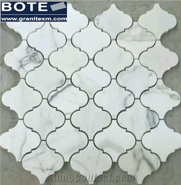 Larntern Design Carrara White Marble Mosaic Pattern Medallion