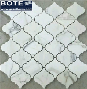 Larntern Design Carrara White Marble Mosaic Pattern Medallion