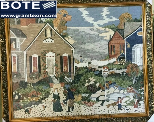 Square Decorative Mosaic Medallions Carpet Pebble Mosaic Medalion