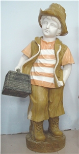 Carving Marble Child Statue Carving Marble Child Statue