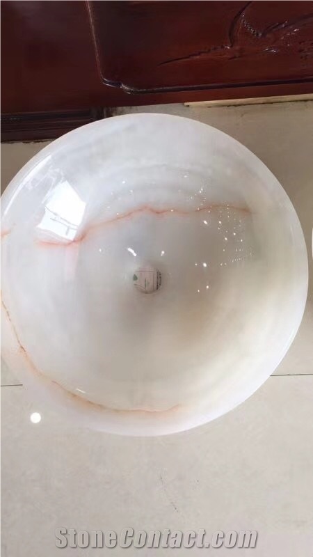 Polished White Onyx Sink & Basin