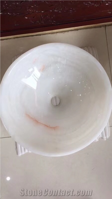 Polished White Onyx Sink & Basin