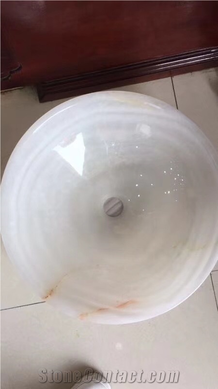 Polished White Onyx Sink & Basin