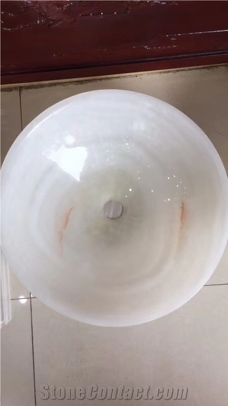 Polished White Onyx Sink & Basin