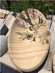 Yellow Round Sandstone Washing Sink and Basin Yellow Round Sandstone Washing Sink and Basin