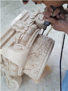 Beige Marble Column Top Base