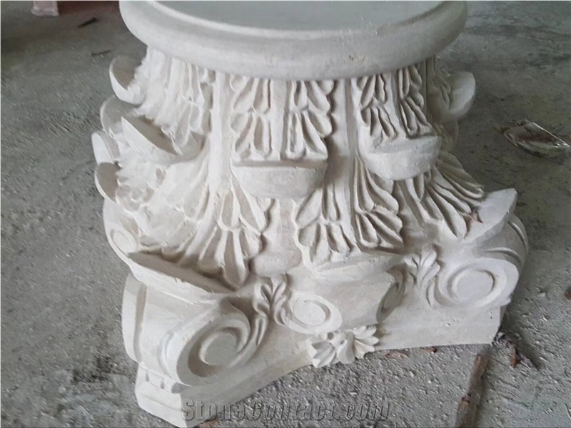 Beige Marble Column Top Base