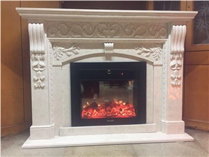Beige Marble Handcarved Fireplace Beige Marble Handcarved Fireplace