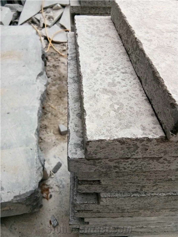 Blue Stone Floor Tiles Flamed on Top and Edges Blue Stone Covering