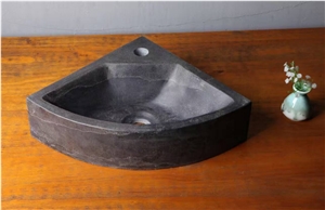 China Blue Limestone Sink Bathroom Basin Round Stone Wash Basin