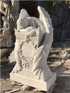Crying Angel Sculptures,Hand Carved White Marble Sculpture&Statue