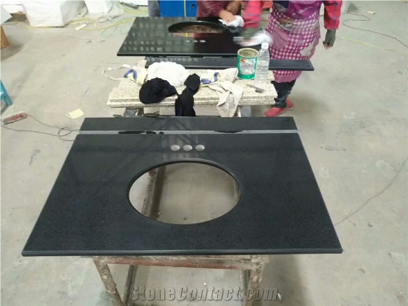 Custom Honed Vanity Tops Black Quartz Vanity Tops for Bathroom