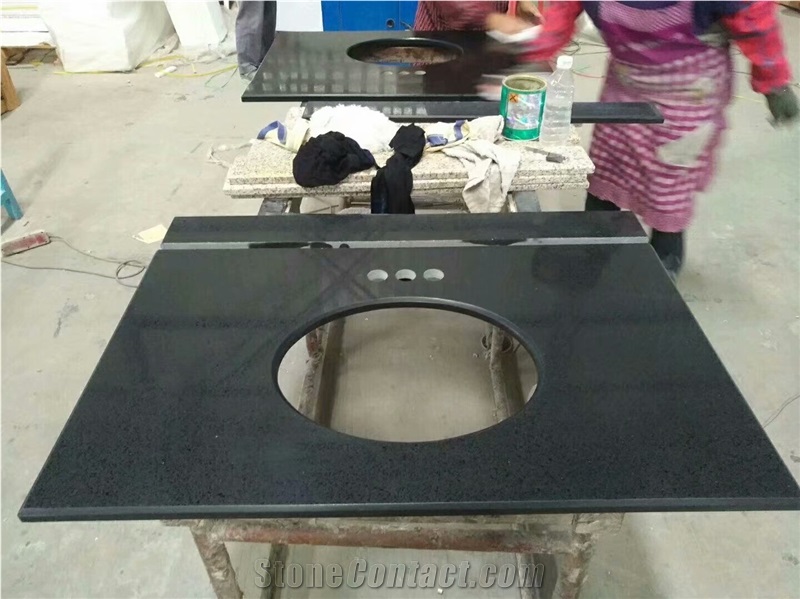 Custom Honed Vanity Tops Black Quartz Vanity Tops for Bathroom