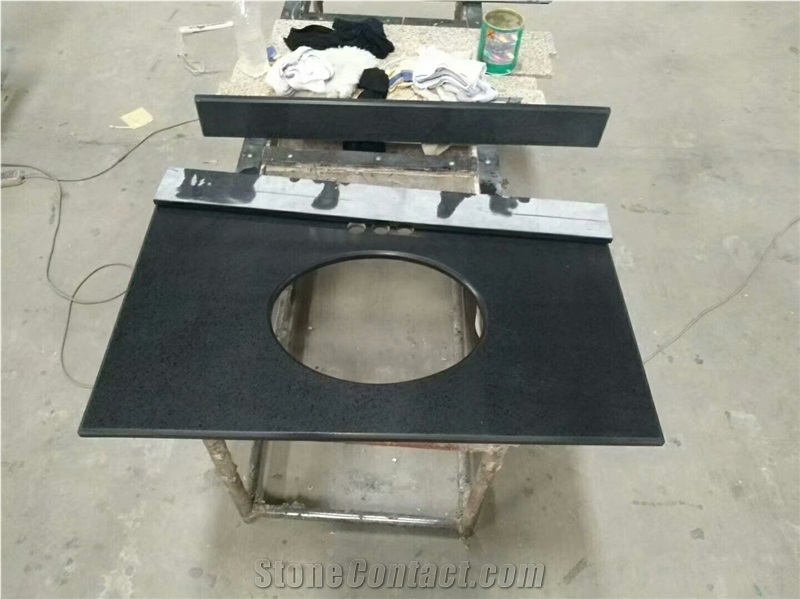 Custom Honed Vanity Tops Black Quartz Vanity Tops for Bathroom