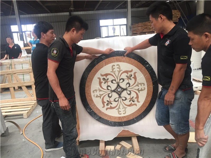 Custom Made Round Medallions Marble Rosso Verona Circle Waterjet