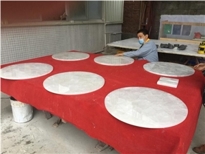 Factory Backlit White Crystal Quartz Semiprecious Gemstone Slab