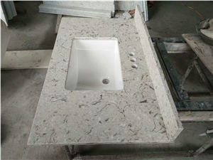 Full Set Bathroom Countertops Grey Quartz Bath Tops with Mounted Sink