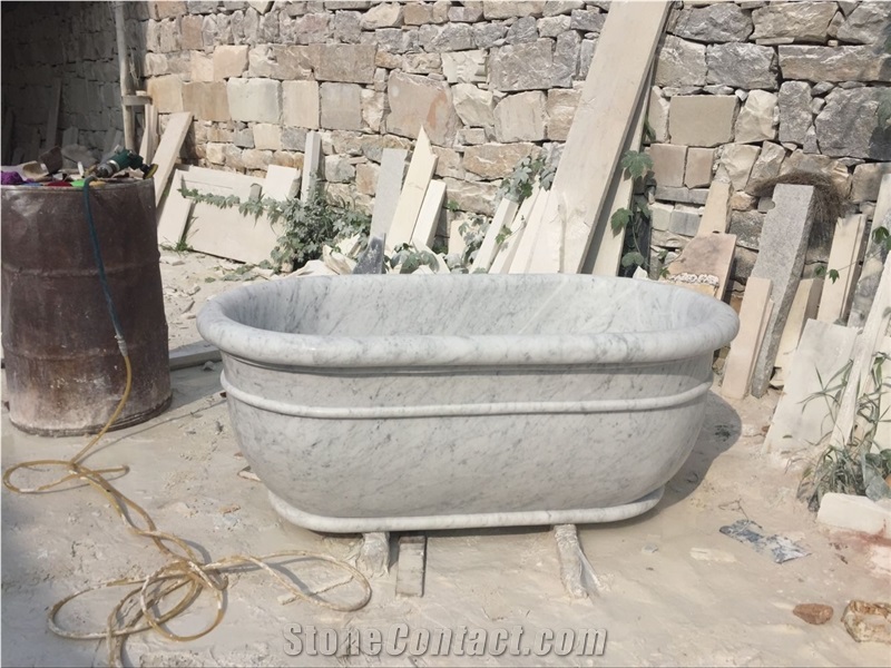 High Quality Carrara White Marble Natural Stone Freestanding Bathtub
