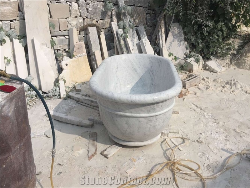 High Quality Carrara White Marble Natural Stone Freestanding Bathtub