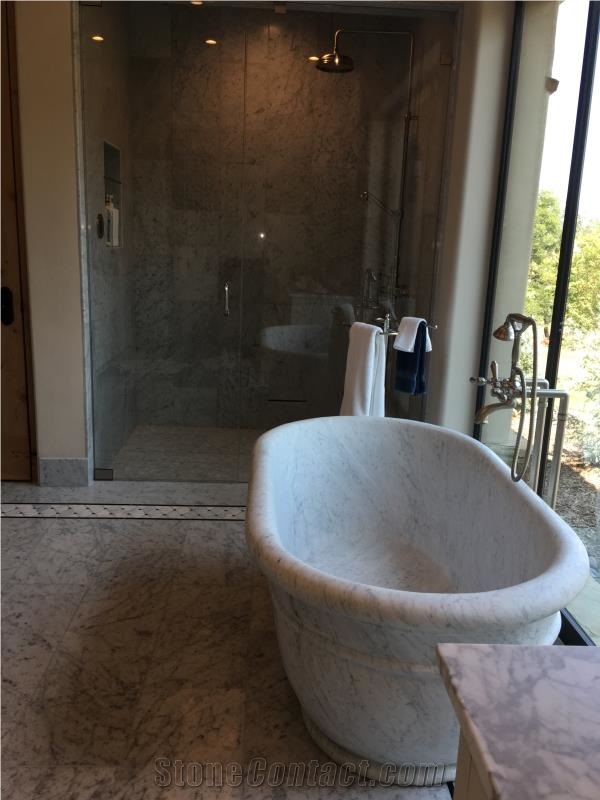 High Quality Carrara White Marble Natural Stone Freestanding Bathtub
