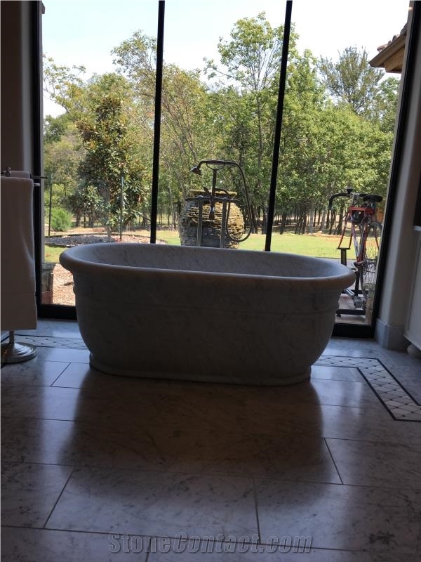 High Quality Carrara White Marble Natural Stone Freestanding Bathtub