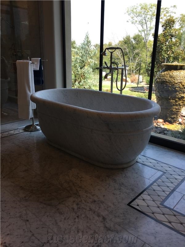 High Quality Carrara White Marble Natural Stone Freestanding Bathtub
