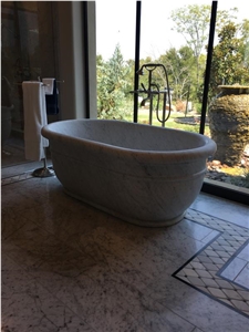 High Quality Carrara White Marble Natural Stone Freestanding Bathtub
