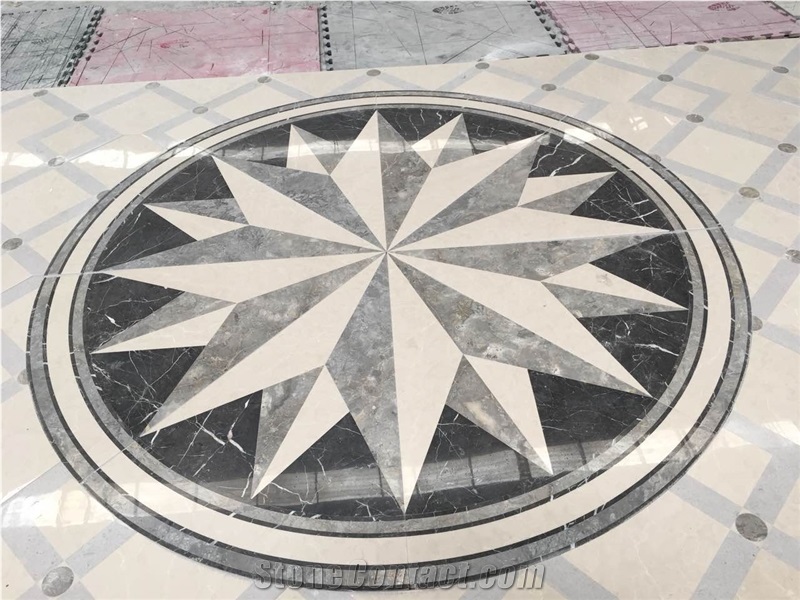 Light Color Marble Water-Jet Medallion,Hotel Floor Composited Tiles