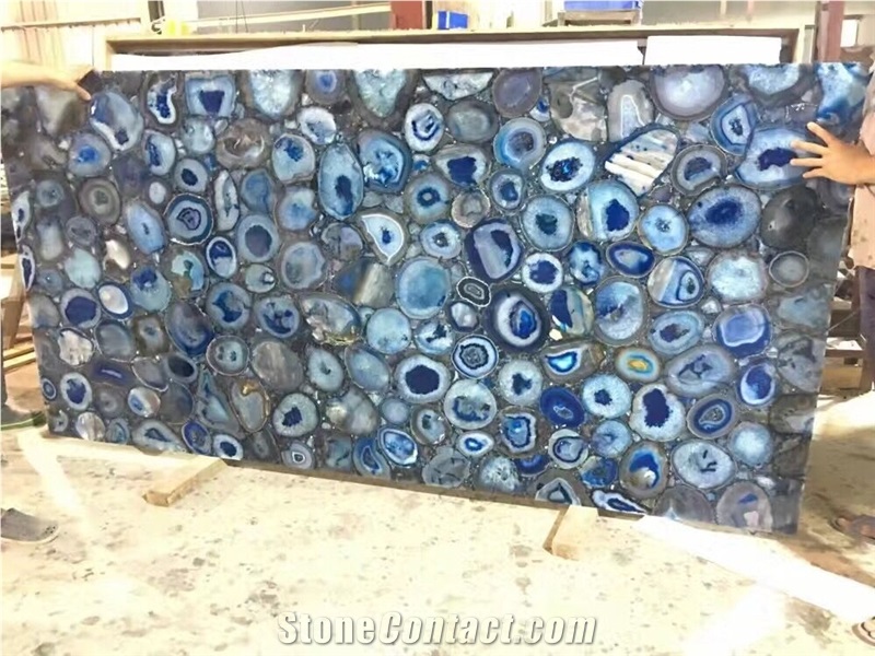 Nature Blue Onyx Backlit Slabs,Flooring,Agate Mosa, Semiprecious Stone
