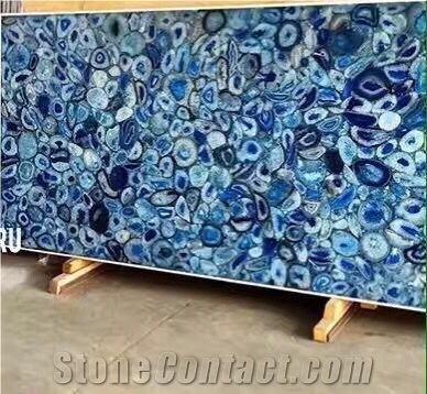 Nature Blue Onyx Backlit Slabs,Flooring,Agate Mosa, Semiprecious Stone