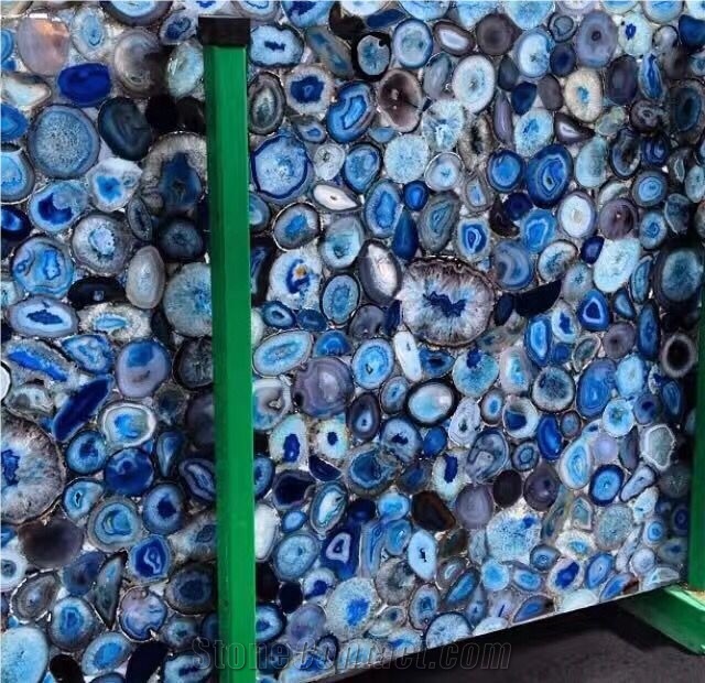 Nature Blue Onyx Backlit Slabs,Flooring,Agate Mosa, Semiprecious Stone